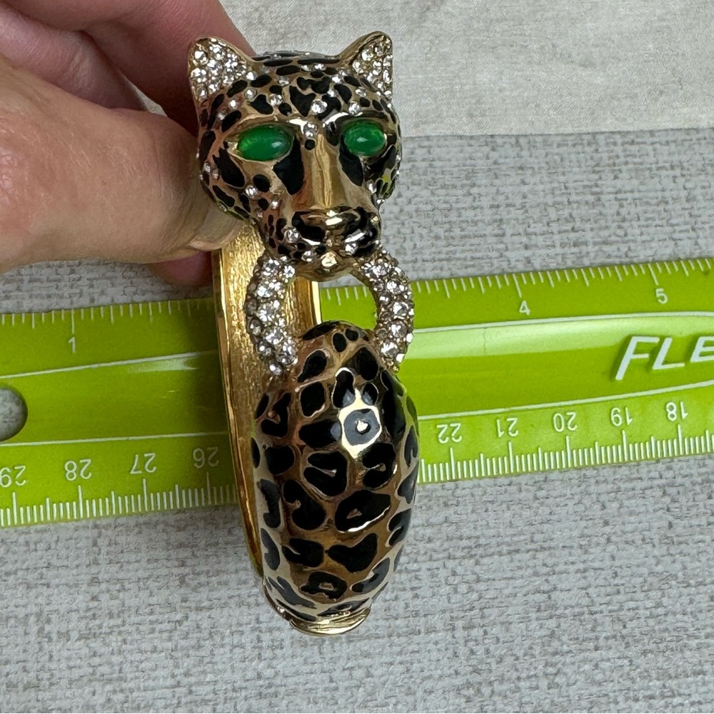 Vintage Ciner Click Clack Hinged Leopard Bracelet - Picture 3 of 10